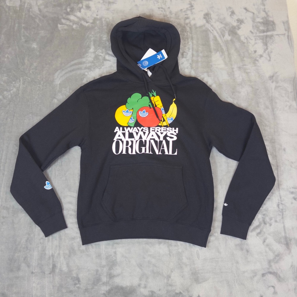 Adidas Hoodie Mens Small Black Always Fresh Always Original Graphic HD5259 NWT